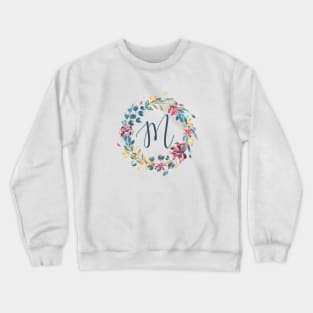 Floral Monogram M Colorful Full Blooms Crewneck Sweatshirt